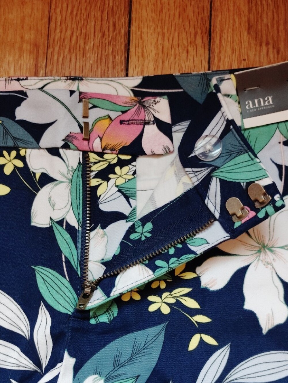 a.n.a Navy Floral Athletic Shorts with Multicolor Blooms - Picture 9 of 10